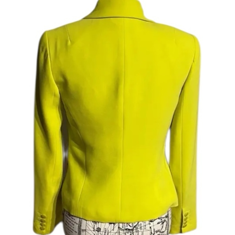 Trina Turk Yellow Blazer Cascade Asymmetric Front One Button Closure Sz 6 - Picture 3 of 10